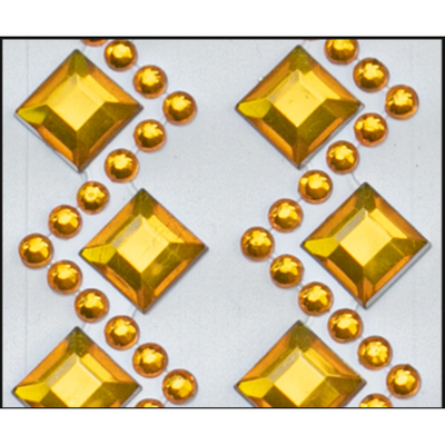 Adhesive Rhinestone Waved & Square Gold 16mm