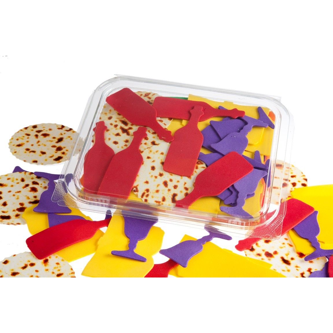 Foam Seder Set With Matzah Cutouts Aprox. 2 1/4" 20 sets (Limited Stock) (Discontinued)