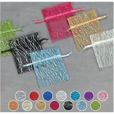 3x4" Sparkle Stripe Organza Pouch 12/pk Silver