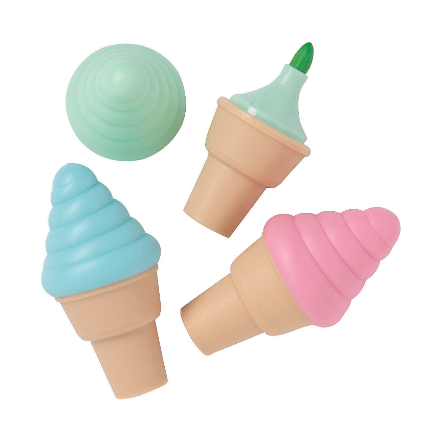 Ice Cream Shaped Highlighters 2 1/2" 12/pk