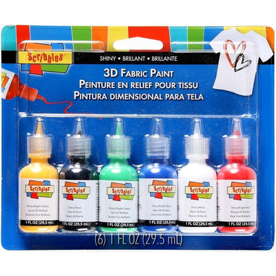Scribbles 3D Fabric Paints 1oz 6/Pkg Shiny