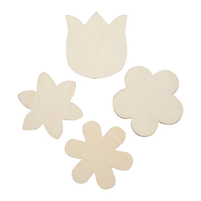 DIY Unfinished Wood Flowers with Magnets, Assorted, 3.5" 24/pk