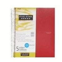 Five star 5 subject notebook college ruled