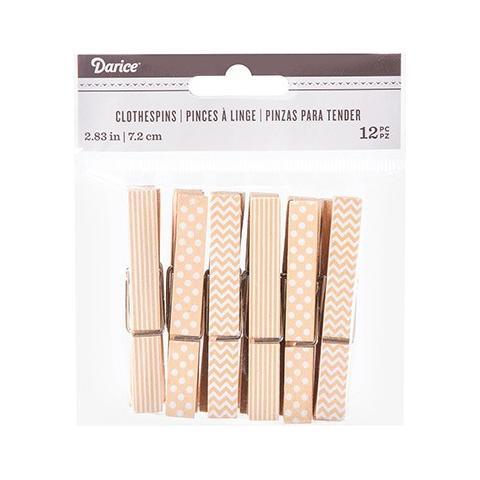 Decor. Nat. Printed Clothespins: 2.75", 12 pcs.