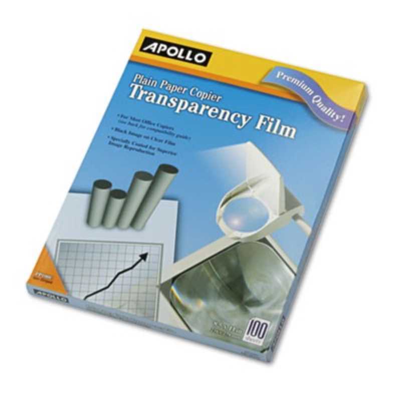 Apollo Plain Paper Transparency Film Black On Clear (100/pk)