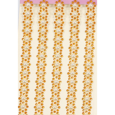 Adhesive Rhinestone Flower Gold 12mm