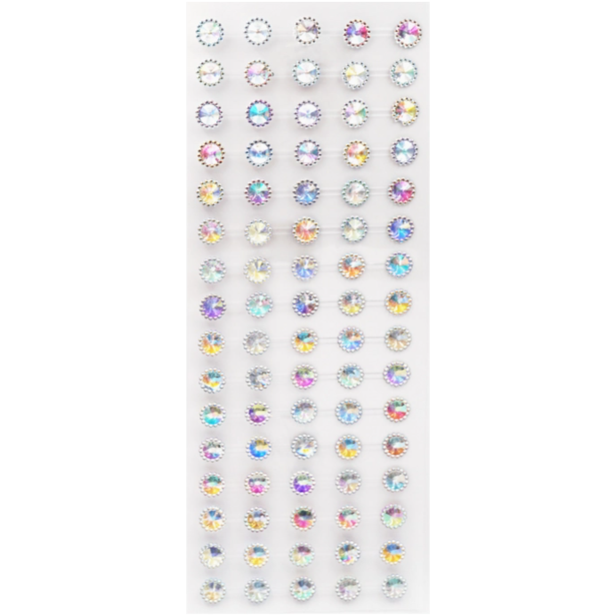 Adhesive Rhinestone Iridescent Clear 12mm 80/pk