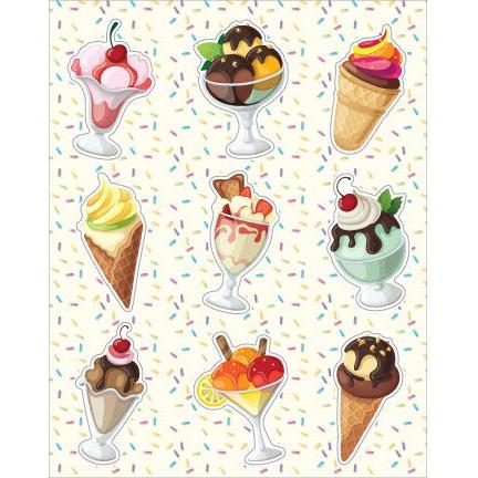 Die Cut Ice Cream Stickers 1 1/2"x2" 6 Sheets