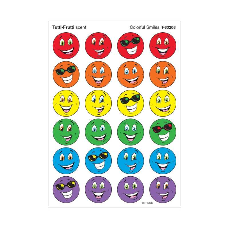 Colorful Smiles Tutti-Frutti scent Stickers 7/8" (4 Sheets)