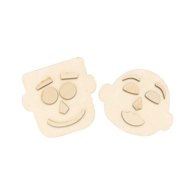 DIY Unfinished Wood Faces Kit, Assorted, 12/pk