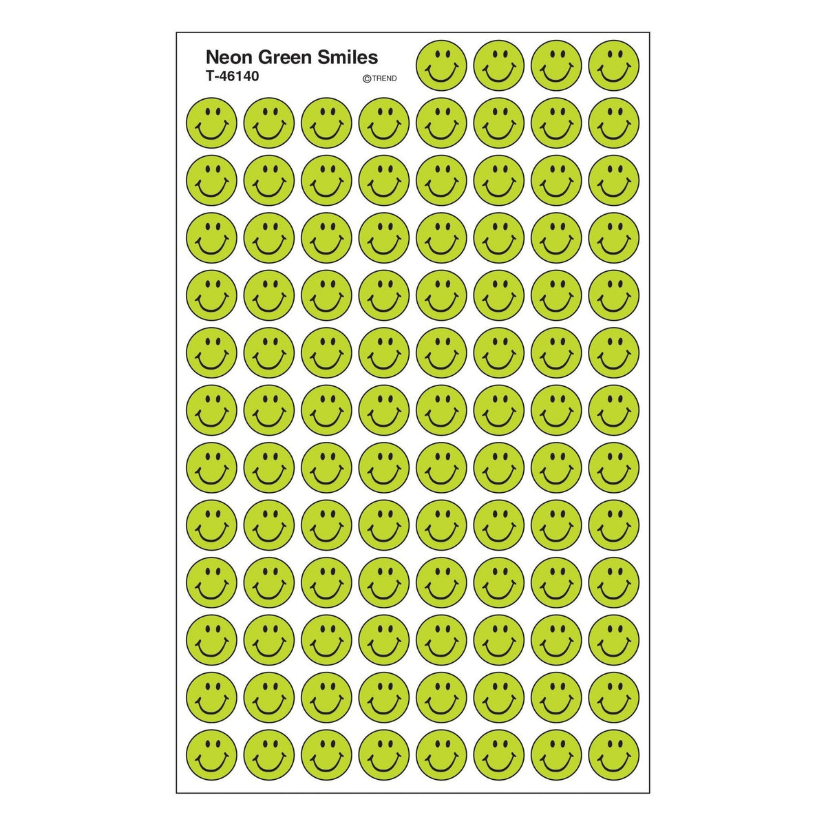 Neon Green Smiles Stickers 7/16" (8 Sheets)