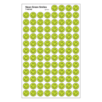 Neon Green Smiles Stickers 7/16" (8 Sheets)