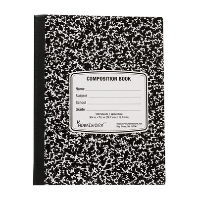 Black Composition Book Wide Ruled 100 Sheets