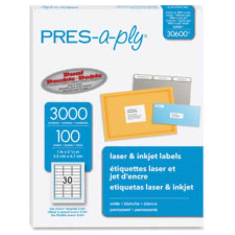 White Laser Labels 100/pk (30/pg) avery# AVE30600