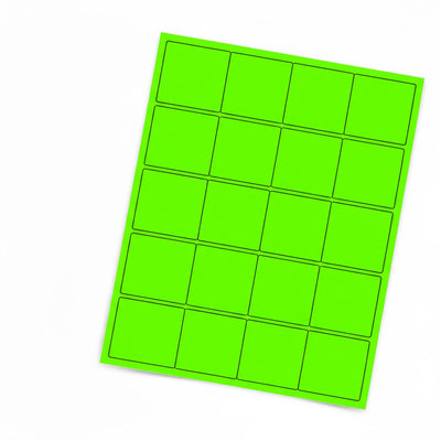 2" Square Labels 20/pg 100/pk Fluorescent Green