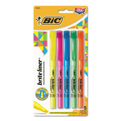 Bic Brite Liner Highlighter Assorted 5/pk