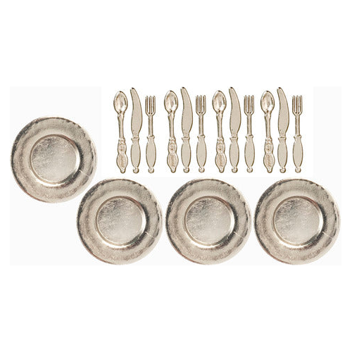 Miniature Plates and Curlery Set Of 4