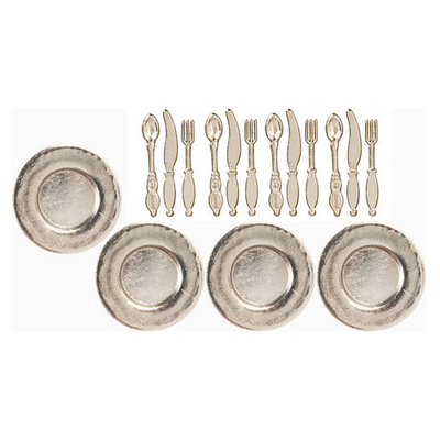 Miniature Plates and Curlery Set Of 4