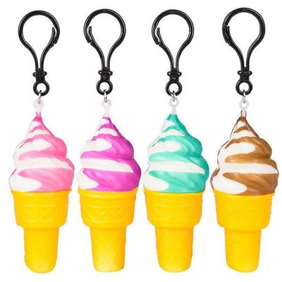 Squish Ice Cream Cone Backpack Clip 4" 1pc