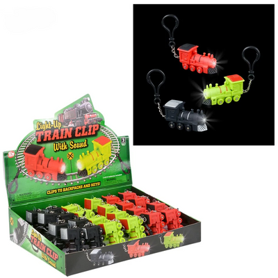 Light-Up Train Back Pack Clip With Sound 2" 24/pk