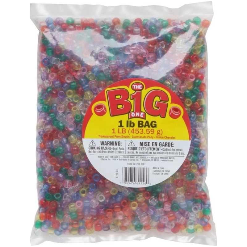 Pony Beads Transparent 6mm x 9mm 1lb