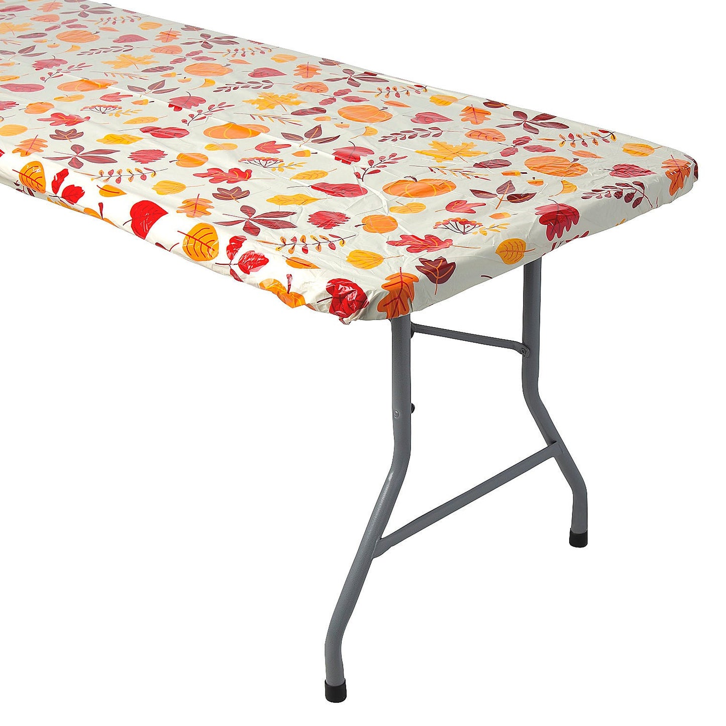 Fall Fitted Rectangular Plastic Disposable Tablecloth 30" x 96"