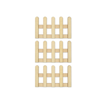 Wooden Picket Fence 6 x 10cm 3/pk
