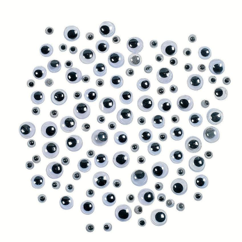 Adhesive Wiggle Eyes (Assorted Sizes, 528/pk, 12 Sheets)