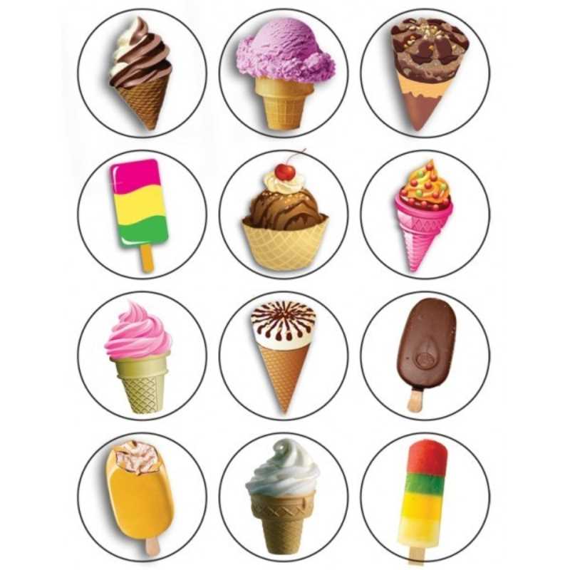 Ice Cream Stickers 1 1/2" (10 sheets)