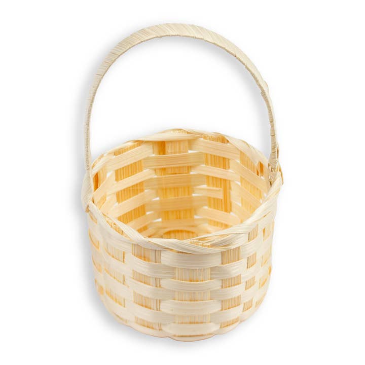 Round Mini Bamboo Basket with Handle 3" x 2"H