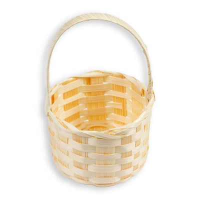 Round Mini Bamboo Basket with Handle 3" x 2"H