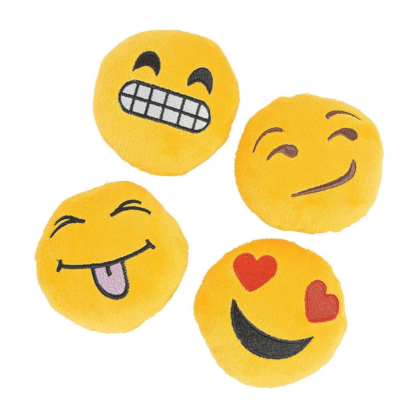 Mini Smiling Stuffed Face Emojis, Assorted, 3 1/2", 12/pk