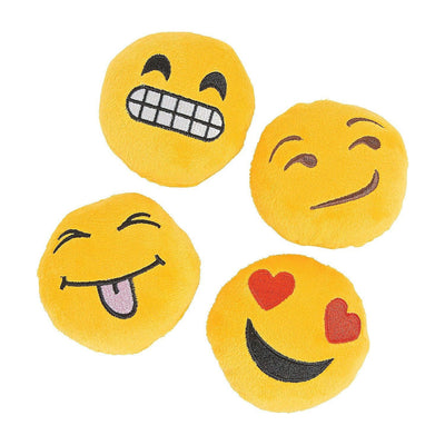 Mini Smiling Stuffed Face Emojis, Assorted, 3 1/2", 12/pk