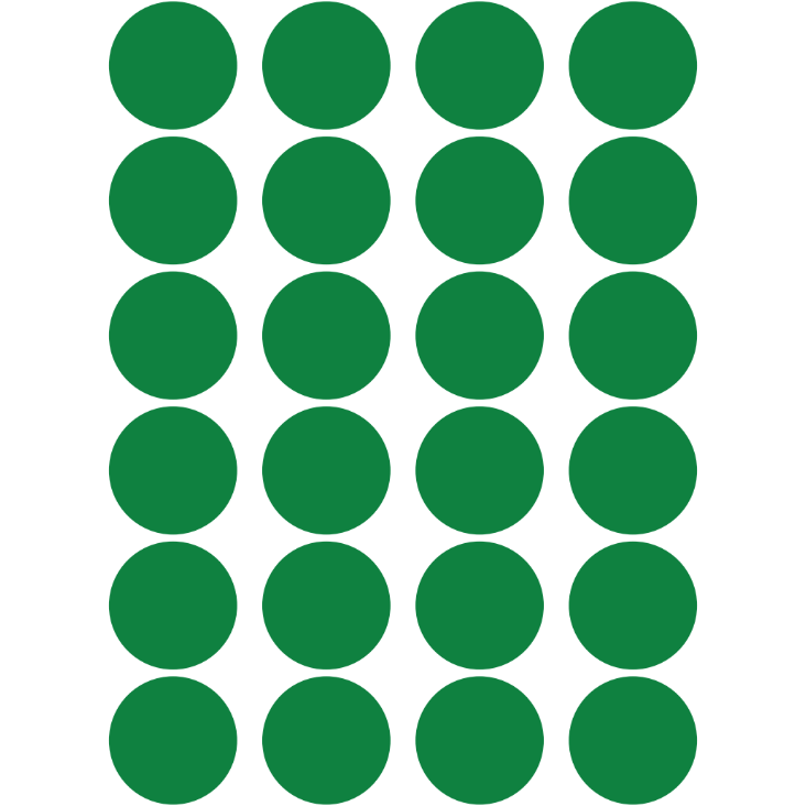 Color Coding Dot Stickers All 1" Green 25mm Color Print 32/pk