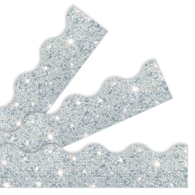 Silver Sparkle Scalloped Border 2 3/16” x 35” 12/pk (Discontinued)