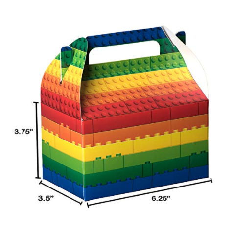 Paper Treat Boxes Brick Toy 6.25" X 3.75" X 3.5" 10 Pack