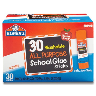 Elmer's Glue Stick Classroom Pack, 0.24 Ounce, Clear, Pack of 30