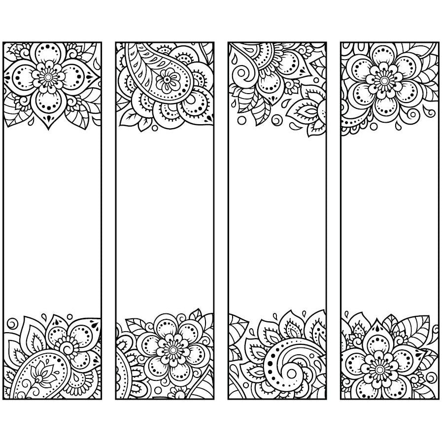 bookmarks - ink flower patterns 12/pk