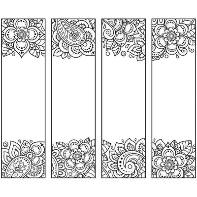 bookmarks - ink flower patterns 12/pk