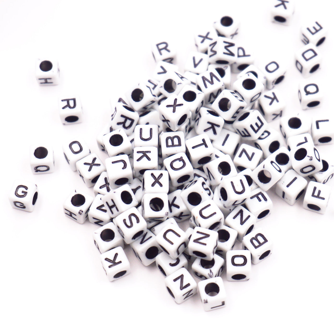 Alphabet Beads Square White 120/pk