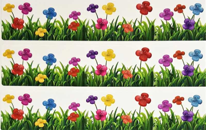 Flower Strips Stickers 6 1/2" x 1 1/2"