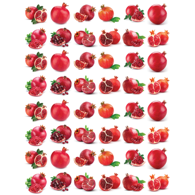 Pomegranate Stickers Round 19mm Color Print 10/pk