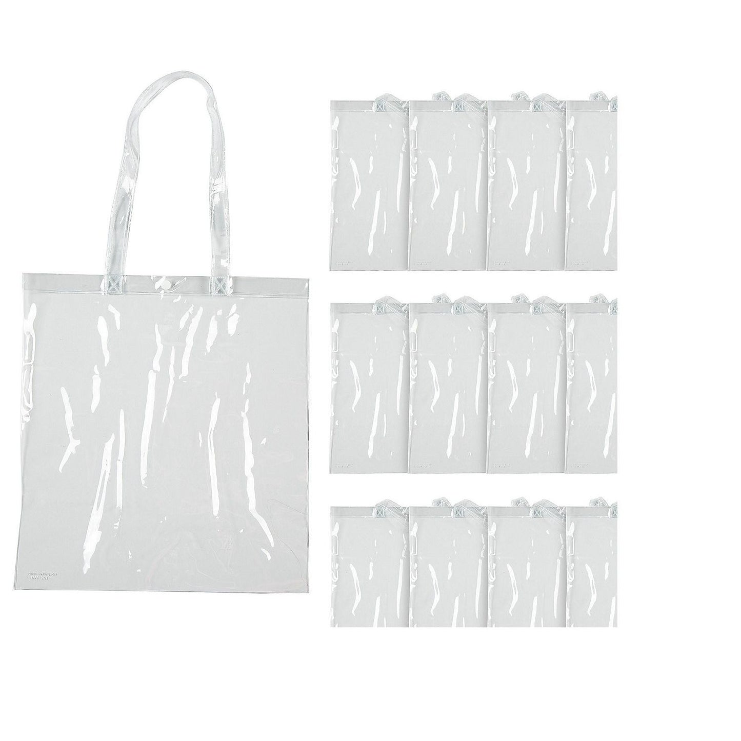 15" x 16" Large Clear Transparent Tote Bags – 12 Pc.