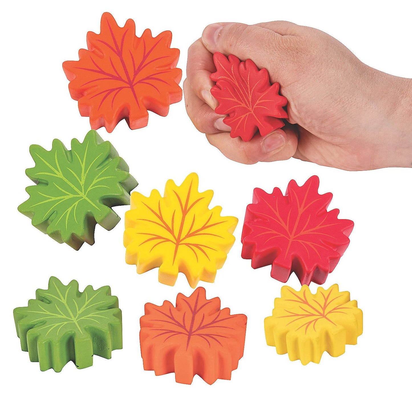 Bulk Mini Leaf-Shaped Stress Toys Assorted 2"  4dz/pk