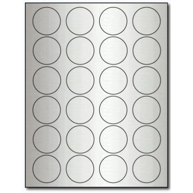 Silver Foil Labels Round 24/pg 20 sheets