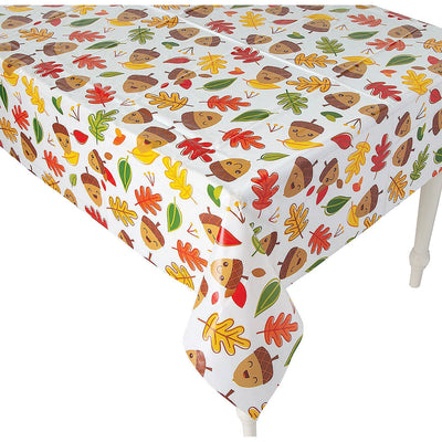 Fall Party Leaves & Acorns Disposable Plastic Tablecloth 54" x 108"