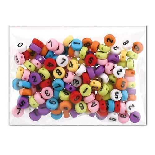 Number Beads Assorted 7mm 20g