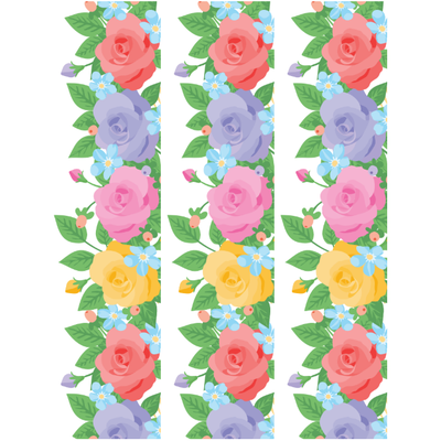 Flower Strips Stickers 6 1/2" x 1 1/2"  Color Print 10/pk