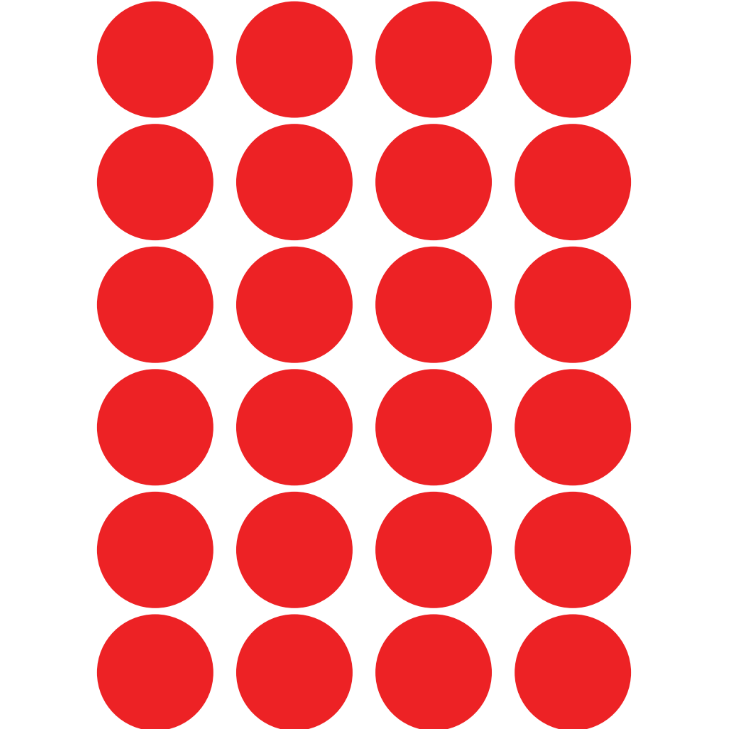 Color Coding Dot Stickers All 1" Red 25mm Color Print 32/pk