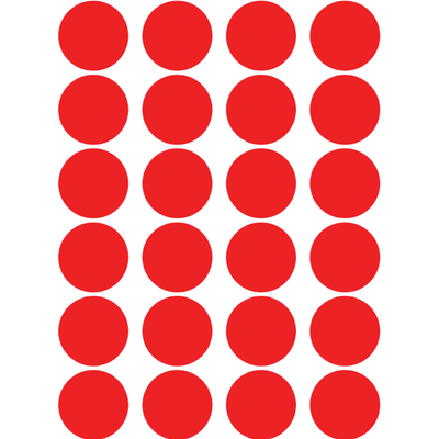 Color Coding Dot Stickers All 1" Red 25mm Color Print 32/pk
